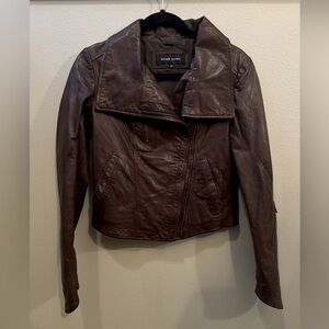 Black Rivet Cropped Leather Jacket size XS
